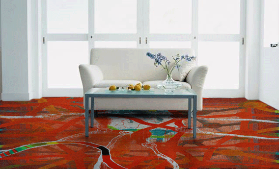 Moqueta impresa con una obra original del artista Enrique Mestre