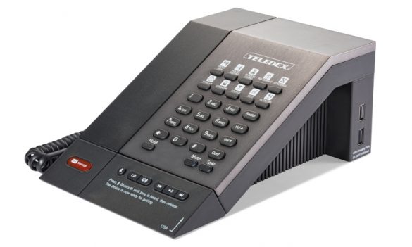 Teléfono Teledex M, de Cetis, con bluetooth, puerto USB de carga, y punto de acceso wifi
