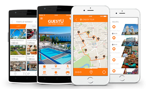 La app GuestU en diferentes disposirivos