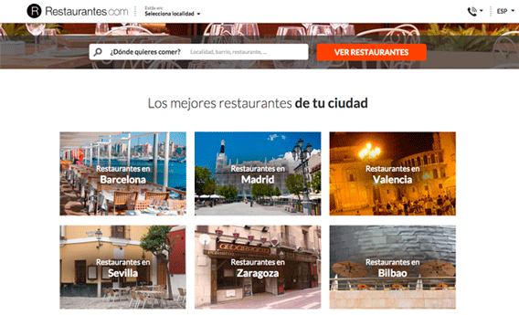 La home de Restaurants.com