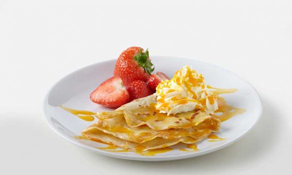 Crepes con sirope de naranja