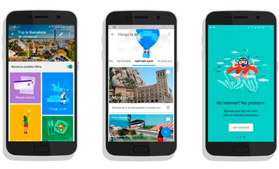 Pantallas de Google Trips en el móvil