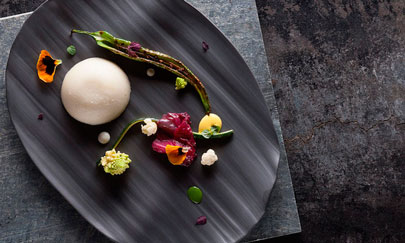 Un plato con vegetales del chef Masanti