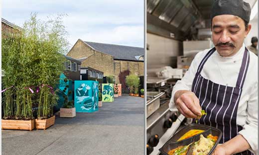 Una de las cocinas portátiles montadas por Deliveroo Editions en el sur de Londres