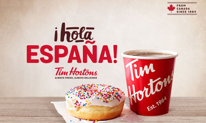Cartel de llegada a España de Tiim Hortons