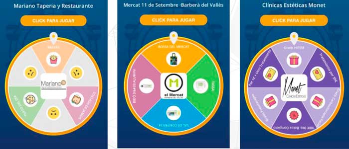 profesionalhoreca, Ejemplos de ruletas que aparecen en el móvil del cliente al conectarse al wifi con SocialwiBox