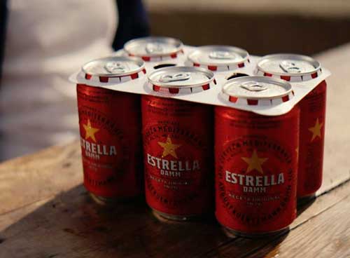 Profesionalhoreca, anillas de cartón Latcub para latas de Estrella Damm