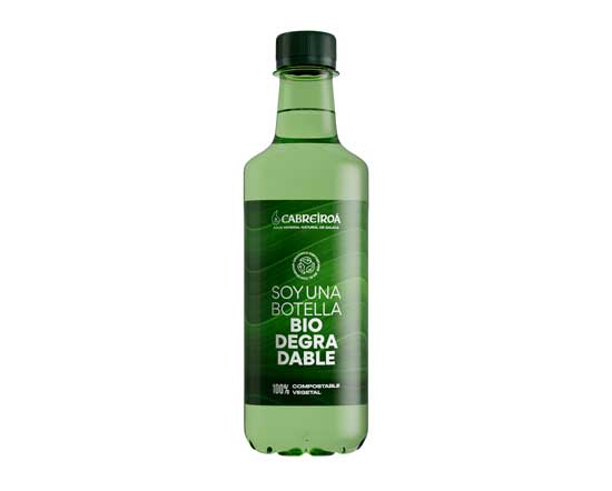 Profesionalhoreca. botella vegetal, hecha en PLA, de agua mineral Cabreiroá