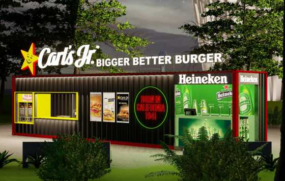 ProfesionalHoreca- Un restaurante Carl's Jr en un container o contenedor. Avanza Food nuevos formatos de franquicia con Carl's Jr. y Tony Roma's