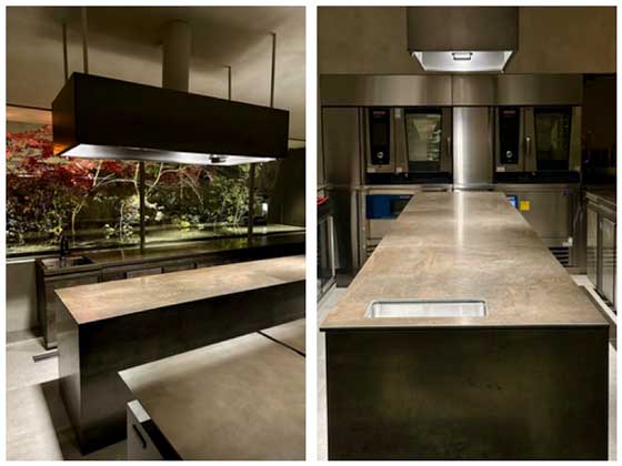 Profesionalhoreca, encimeras de inducción invisible TPB Tech en la cocina del restaurante Cainoya