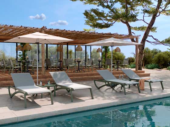 Profesionalhoreca, tumbonas Sunset Green Edition de Grosfillex