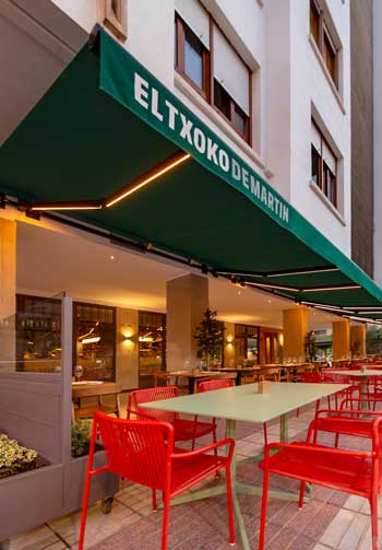 Profesionalhoreca, toldos de Saxun en la terraza del restaurante El Txoko de Martín