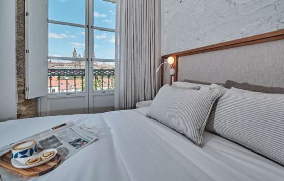 ProfesionalHoreca, habitación del Hotel Gaio 7 en Santiago de Compostela diseñado por PF1 Interiorismo Contract