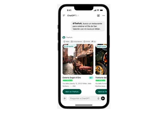 Profesionalhoreca, integración de TheFork en ChatGPT