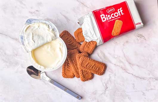 Profesional Horeca, ingredientes de la tarta de queso japonesa hecha con Biscoff