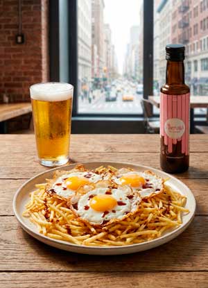 Profesional Horeca, Huevos estrellados con Pintura de gamba de Caviaroli