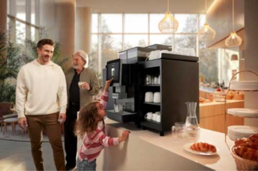 Profesional Horeca, Máquina de café New A Line de Franke Coffee Systems en un buffet de hotel