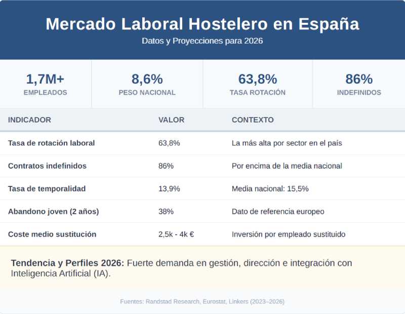 Profesional Horeca, datos del mercado laboral hostelero en España de Randstat Research