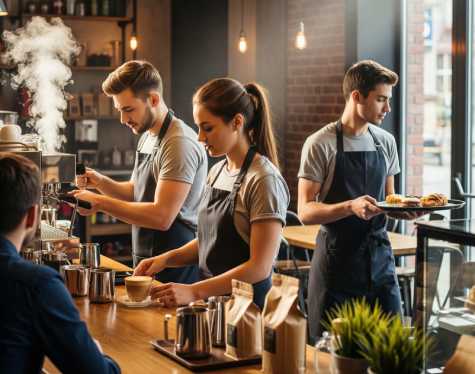 Profesional Horeca. camareros en una cafetería