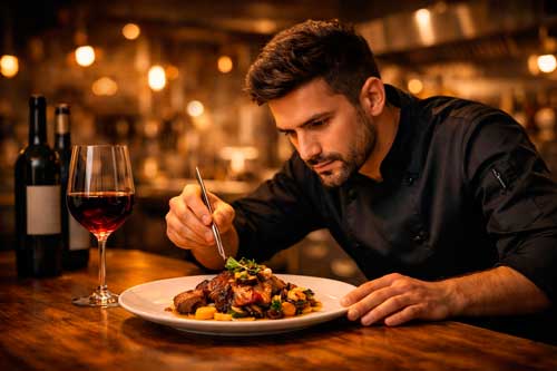 Profesional Horeca, chef emplatando, Concurso Nacional de Cocina con Vino