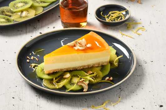 Profesional Horeca, cheesecake de mango y maracuyá de Erlenbacher, personalizado para postre