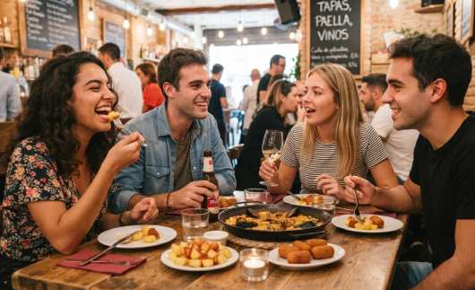 Profesional Horeca, jóvenes comiendo en un restaurante de tapas