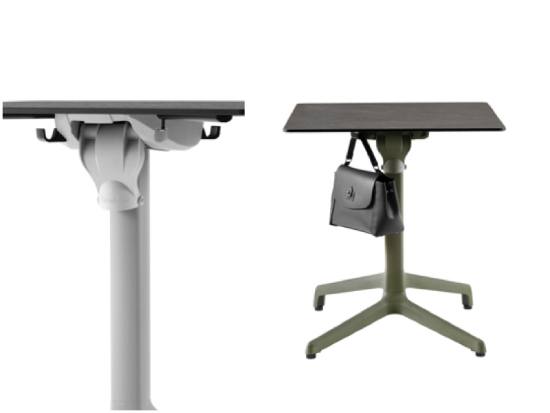 Profesional Horeca, accesorio cuelgabolsos y mesa Grosfillex con gancho para bolsos